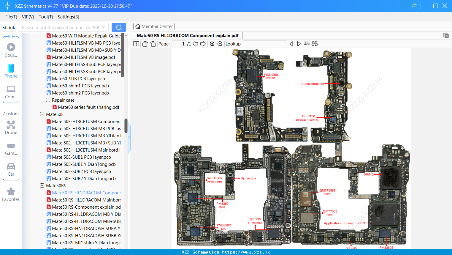 Huawei Mate50 RS HL1DRACOM Component Explain